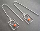 Canada fashion jewelry threader wholesaler sterling silver ear thread with orange Cz in rectangular design