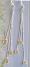 Cubic zirconia fine custume jewelry wholesaler long dangling sterling silver earring with triple yellow Cz