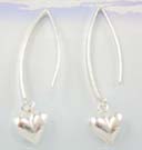 Sterling silver thread earrings supplier supply long earrings with solid heart design