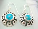 Fashion turquoise design importer wholesale rounded native style reconstructed turquoise inlay silver earrings