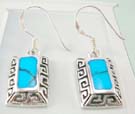 Shop jewelry wholesale supply reconstructed turquoise silver earrings in rectangular shape