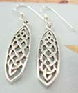 Celtic design jewelry distinctive wholesale supply long olive sterling silver earring with Celtic knot work decor 