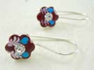 Enamel art jewelry reference display wholesale flower design sterling silver earrings with rounded clear cz in middle