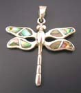 Silver abalone pendant for animal insect collection - 925 sterling silver abalone dragonfly pendant