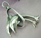 High quality jewelry gift for dolphin lover - sterling silver pendant with two jumping dolphins