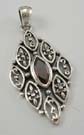 Custume gemstone jewelry pendant designer supplier in sterling silver pendant with garnet in middle olive shape design