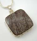 Fashion Coco wood jewelry pendant in solid sterling silver with sqare Coco wood inlay