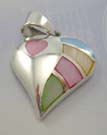 Love gift hearts tender wholesale distribute 925 stamped sterling silver heart pendant with assorted mother of pearl inlay