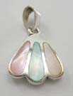 Mother-of-pearl jewelry charm for her shopping gift supplier - sterling silver pendant in fan-shape design with assorted mother of pearl