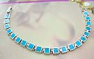 Turquoise jewelry wholesaler provide the latest custom bracelet design - sterling silver bracelet in square shape with turquoise inlay
