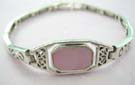 Mother-of-pearl jewelry lady holiday gift supplier distribute sterling silver bracelet with rectangular pink mother of pearl in middle