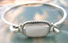 Seasheel pearl teens shopping wholesale supplier, solid sterling sivler bangle with oval white mother of pearl in middle