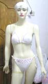 White shell top sparkle chips drawstrings bikini set matched with panty