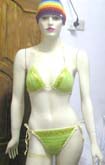 Two pieces design green bikini set with golden sparkle chips inlay